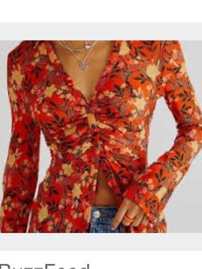 Free People Lucky Shirt - Red Tiger